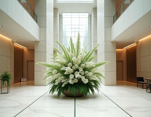 企業のロビーに飾られた大きなステートメントピース。