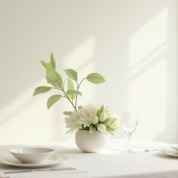 ダイニングテーブルを飾るミニマリストなセンターピース。